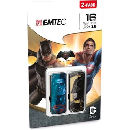 Emtec 16 GB M700 Batman VS Superman Flash Drive, 2PK EM96313